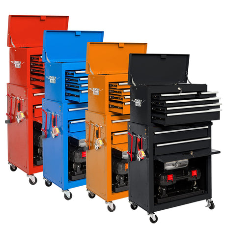 Granper High Capacity 8-Drawer Tool Chest, Tool Box with Wheels, Movable Rolling Tool Chest, Tool Chest with Wheels, Heavy Duty Tool Cabinet for Workshop, Garage and Repair Room(Cool Black) Granper