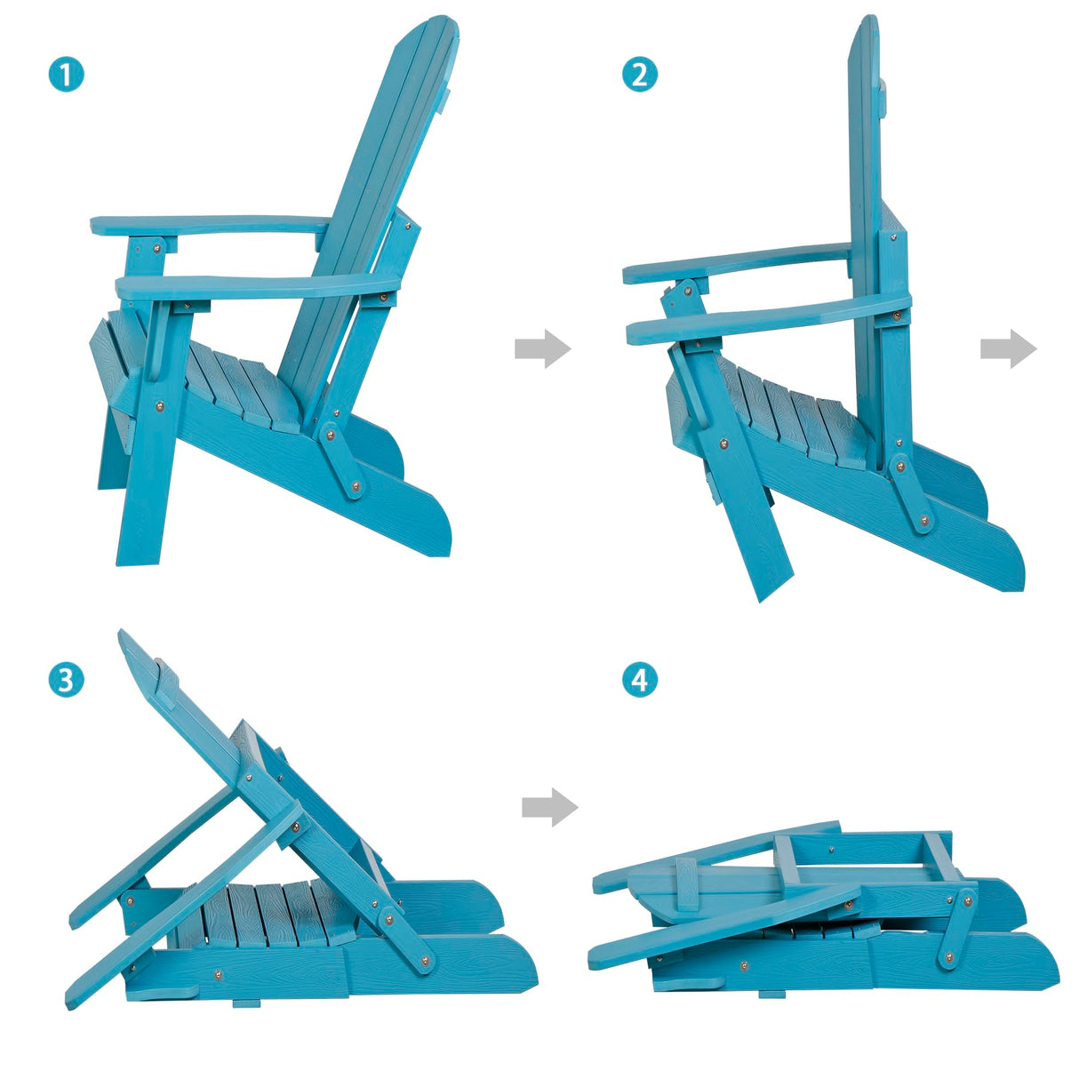 SUPER DEAL Folding Adirondack Chair Plastic Weather Resistant Patio Chairs Outdoor Accent Furniture Fire Pit Lounge Chairs for Yard, Garden, Patio 380lb Weight Capacity - Blue SUPER DEAL