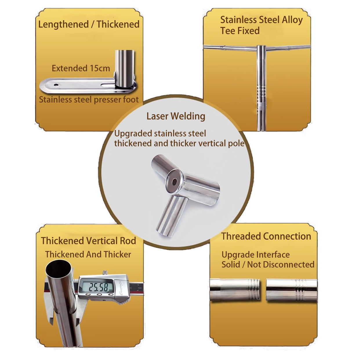 VELSKUD Canopy Bed Frame King, Stainless Steel Four Corner Bed Canopy Poles Mosquito Net Frame Bracket Fit for Metal Bed Wood Bed, Stainless Steel Canopy Bed Frame King Size VELSKUD