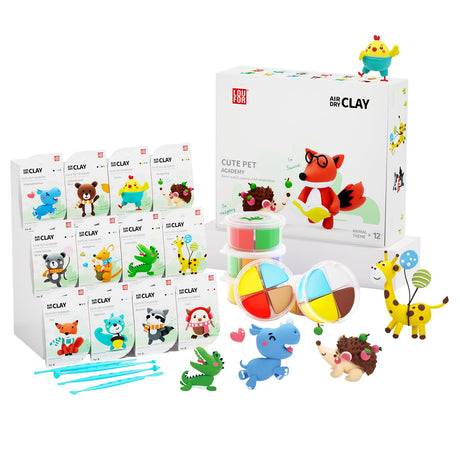 LOUFOR Air Dry Clay Kits - Modeling Clay for Kids, Ultra Light & Soft, Safe & Non-Toxic, DIY Airdryclay Kit with Sculpting Tools and Tutorials, Creatible Art Crafts Toys Gifts for Boys Girls LOUFOR