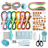 JUYA Paper Quilling Kit with 960 Strips and 14 Tools (Blue Tools, Width 3mm Have Glue) JUYA