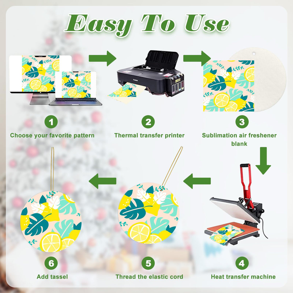 ZOCONE 60 Pcs Sublimation Ornament Blanks,Sublimation Christmas Ornament Blanks,DIY Christmas Ornaments for Christmas Decoration ZOCONE