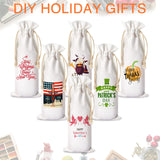 Shappy Canvas Wine Bottle Bags Sublimation Blank Wine Bottle Bags with Drawstrings Halloween Wine Bags Reusable Cotton Wine Bags Bulk for Christmas DIY Wedding Birthday Party Gift Bag(5 Pieces) Shappy