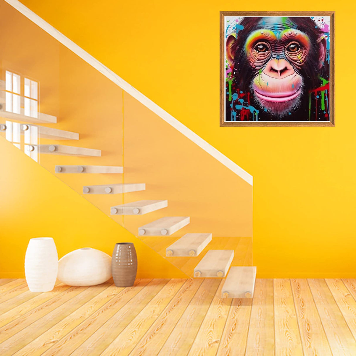 Bimkole 5D Diamond Painting Cute Monkey, Full Drill Animal Art Oil Painting DIY Rhinestone Embroidery Set Paint with Diamonds Art by Number Kits Cross Stitch Home Wall Craft Decoration (12x12inch) Bimkole