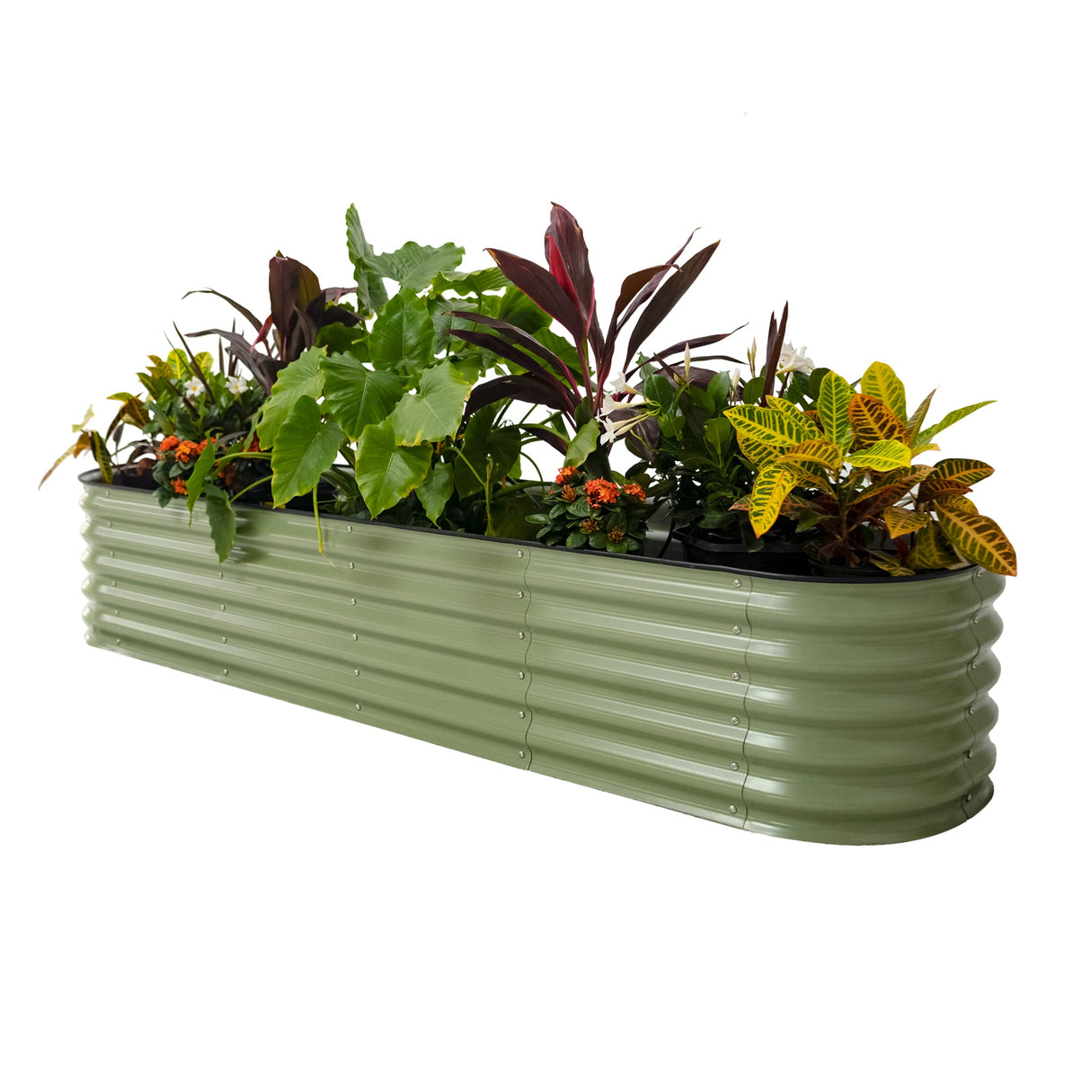 Vego garden Raised Garden Bed Kits, 17" Tall 9 in 1 8ft X 2ft Metal Raised Planter Bed for Vegetables Flowers Ground Planter Box-Olive Green Vego garden