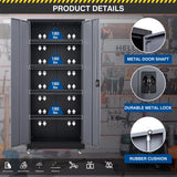 Fesbos Metal Rolling Storage Cabinet-74.6” Tall Steel File Cabinets with Wheels Lockable Doors and Adjustable Shelves-Black & Gray Steel Storage Cabinet for Home, School, Office, Garage Fesbos