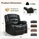 ANJ Black Recliner Chair Set of 2, with Overstuffed Arm and Back, Breathable Faux Leather Manual Reclining Chairs, Living Room Single Sofa Recliners ANJ