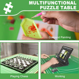 ZZJIHAI 1500 Piece Jigsaw Puzzle Table with Drawers, Adjustable Wooden Rotating Puzzle Board with Legs and Cover, Portable Large Movable Puzzles Tables with Wheels & Storage for Adults ZZJIHAI