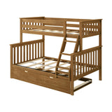 Max & Lily Bunk Bed, Twin-Over-Full Bed Frame for Kids with Trundle, Pecan Max & Lily
