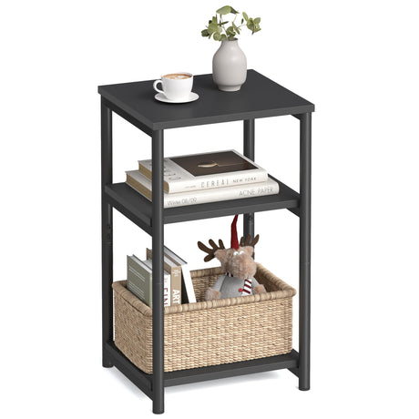 VASAGLE Side Table, Small End Table, Tall Nightstand for Living Room, Bedroom, Office, Bathroom, Classic Black ULET273B16 VASAGLE