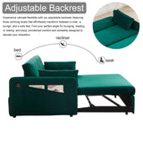 howcool 3 in 1 Convertible Sleeper Futon Sofa Bed, 55" Velvet Small Loveseat Lounge Couches with 2 Pillows, Reclining Backrest, USB Ports & Side Pockets for Living Room, Pull-Out Couch, Green howcool