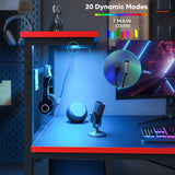 Bestier 61 Inch Gaming Desk with LED Lights, Reversible Shelves, Height Adjustable Shelf, Steel Frame, CARB P2 Class Board, Black Grained Bestier