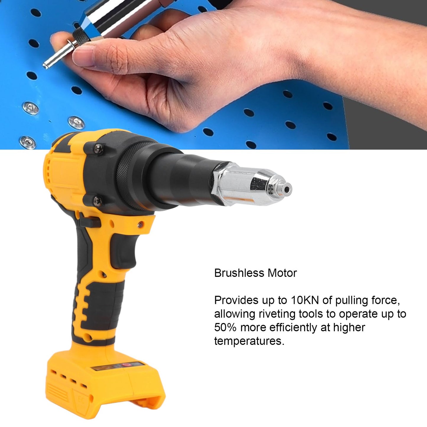 Garosa Cordless Rivet Tool 3.2‑4.8mm 20V Brushless Electric Rivet Gun Automatic Rivet Gun Rivet Insert Installation Tool with LED Light for DCB206 DCB207 DCB208 Battery - WoodArtSupply