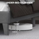 DOGIBIXO Grey Upholstered Bed Frame with LED Lights and Wingback Headboard, Easy Assembly, No Box Spring Needed DOGIBIXO