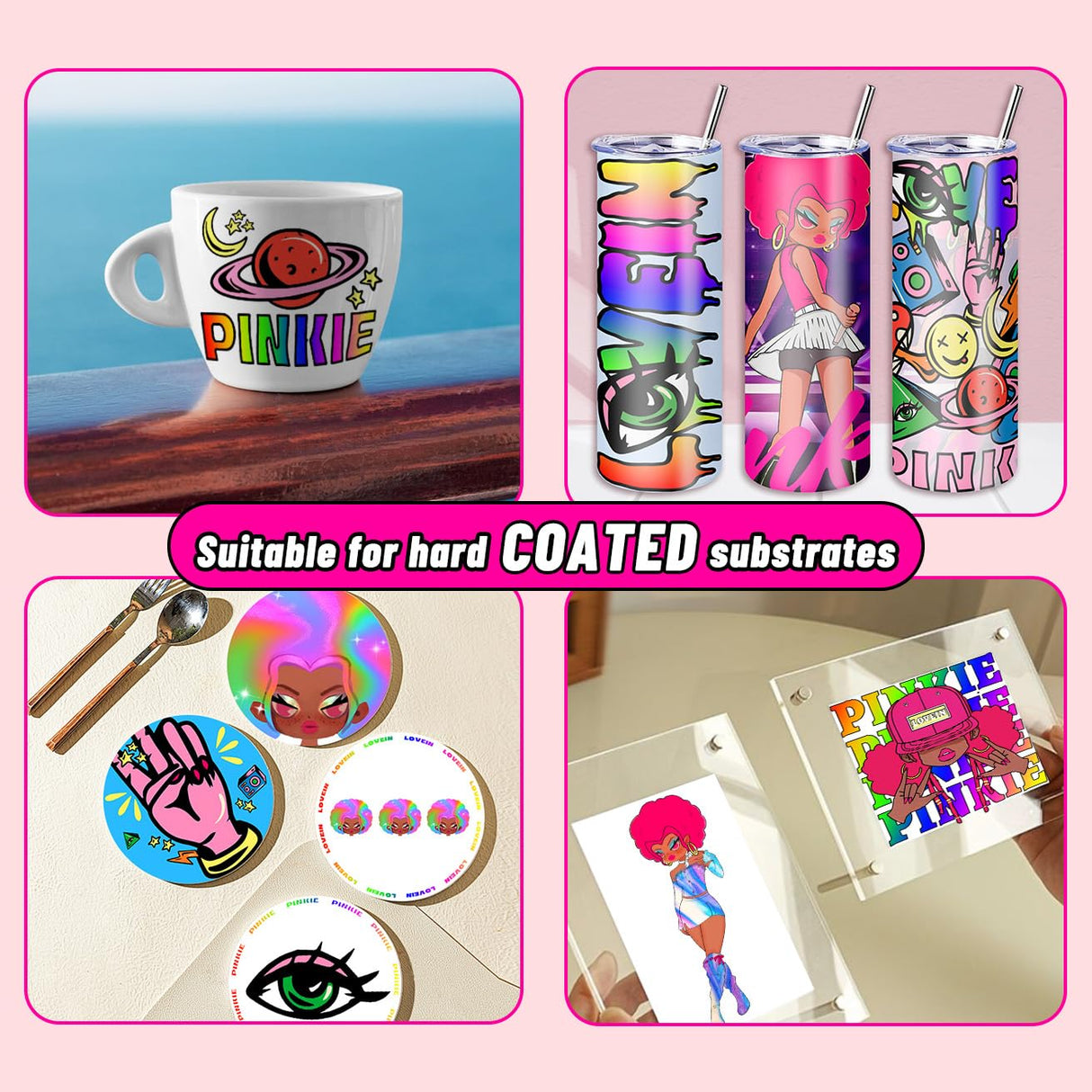 Pinkie 130g Sublimation Paper Work with Sublimation Printer and Sublimation ink(50 sheets, 8.5x11") Printable Transfer Paper for Polyester T-Shirts Light Fabric and Other Sublimation Blanks Lovein