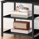 HOOBRO LED TV Stand for 65 Inch TVs with Charging Station, Gaming Entertainment Center with 3-Tier Open Storage, Long Media TV Console Table, TV Stand for Living Room, Bedroom, Black BB20UDDS01 HOOBRO