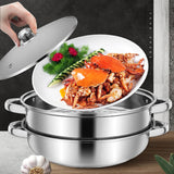 ZENFUN Steamer for Cooking, Steamer Pot with Steamer Insert, 2 Tier Stack and Steam Pot Set with Glass Lid, Stainless Steel Steamer Pot Double Handle, 11 Inch（Thickened） ZENFUN