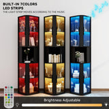 ARTETHYS Glass Display Cabinet Doors 78‘’ Tall Corner Display Case with Lights for Collectibles 5-Tier Curio Storage Shelf for Toys, Books, Black ARTETHYS