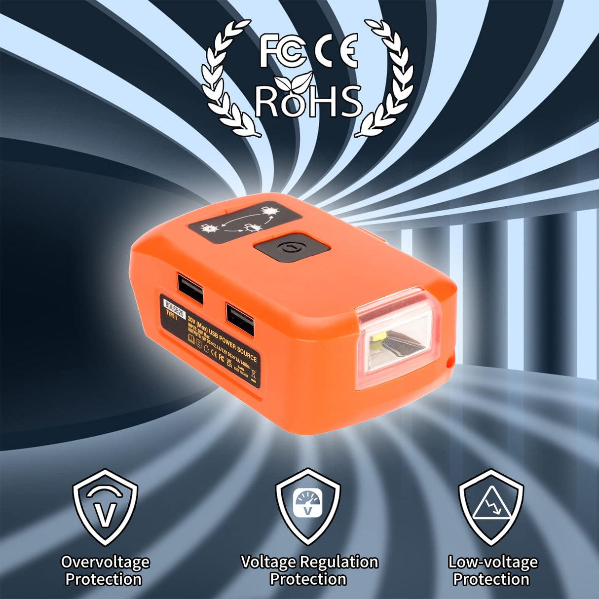 Battery Adapter for Black and Decker 20v Lithium Battery USB Phone Charger, Led Work Light with Dual USB Charger and 12v DC Port,Power Source Supply for 14.4-20v Max Lithium-Ion Battery Taingwei