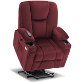 MCombo Power Lift Recliner Chair Sofa with Extended Footrest,3 Positions,Hand Remote Control,2 Cup Holders,USB Ports for Elderly People, 7507 (Fabric, Burgundy) MCombo