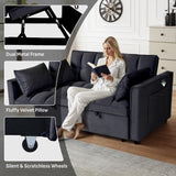 FLEXISPOT XCT4 Convertible Sofa Bed, 3-in-1 Loveseat Sofa Couch with Adjustable Backrest, Pull Out Couch with 2 Pillows & 2 Side Pockets, Futon Sleeper for Dorms Apartment Living Room, Black FLEXISPOT