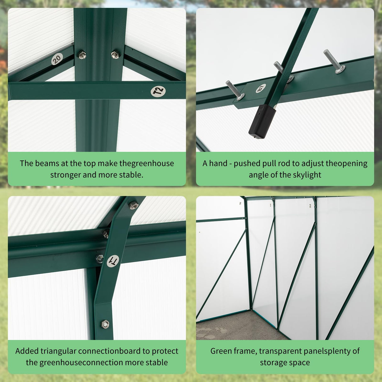 6X10 FT Polycarbonate Greenhouse with Quick Setup Structure, Walk-in Hobby Greenhouse Storage Shed with Sliding Doors and Roof Vent, Sunroom Aluminum Hot House for Outdoor Garden Backyard, Green Yayzy