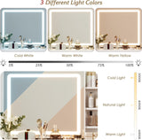 Makeup Vanity Desk with Sliding Mirror and Lights, Large Dressing Table with Charging Station, 3 Lighting Modes, 5 Large Drawers and 3 Tiers of Open Shelves for Bedroom, Dark Brown GarveeHome