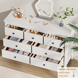 CARPETNAL White Dresser for Bedroom, 7 Drawer Dresser with Wide Drawers and Metal Handles, Woode Dressers & Chests of Drawers for Hallyway, Entryway. CARPETNAL