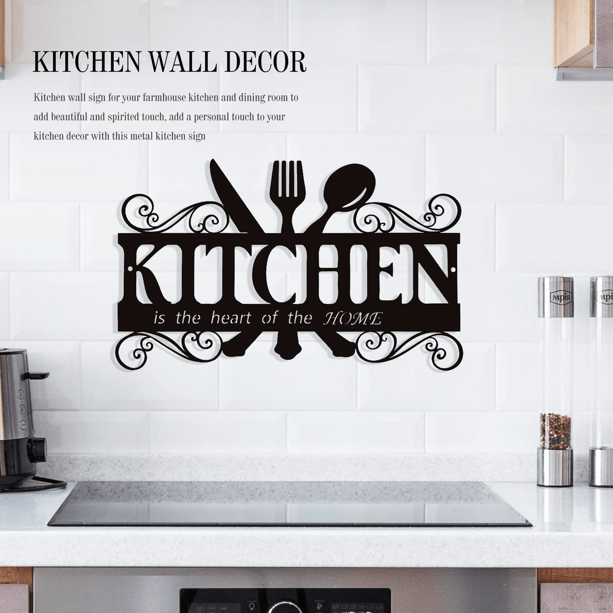 Metal Rustic Kitchen Decor Signs Decoraions For Wall, Country Farmhouse Decoration for Dining Room, 13.8 x 8.8 Inches (Black) BiaGift