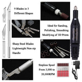 ELITECTK 3D Print Finishing Tools, 3D Printing Smoothing Tools Kit Includes Digital Soldering Iron, Deburring Tool, Electric Polishing Machine and ABS Storage Toolbox for 3D Print Trimming Modifying ELITECTK