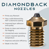 Diamondback Nozzles – V6 Compatible – Polycrystalline Solid Diamond Tip 3D Printer Nozzles, Improved Extrusion, Any Filament, Long Life, Wear Resistant, Layer Adhesion, USA Made (1.75mm x 0.25mm) US Synthetic