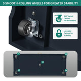 YITAHOME 53 inch Large Rolling Kitchen Island with Trash Can Storage Cabinet, Portable Mobile Islands Table Long Floating Movable w Wheels Cabinet for 13 Gallon Garbage Bin 2 Drawer, Navy Blue YITAHOME