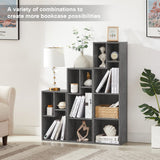 VECELO 4-Tier Bookcase, Modern Storage Cabinet with Height Difference Shelves for Standard Textbooks, 5 Cubes, Vertical or Horizontal, Easy Assembly, Grey VECELO