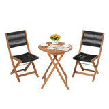 OC Orange-Casual 3 Piece Acacia Patio Bistro Set, Outdoor Compact Wood Table and Chairs Set of 2 for Apartment Balcony Front Porch Deck Yard, Black OC Orange-Casual