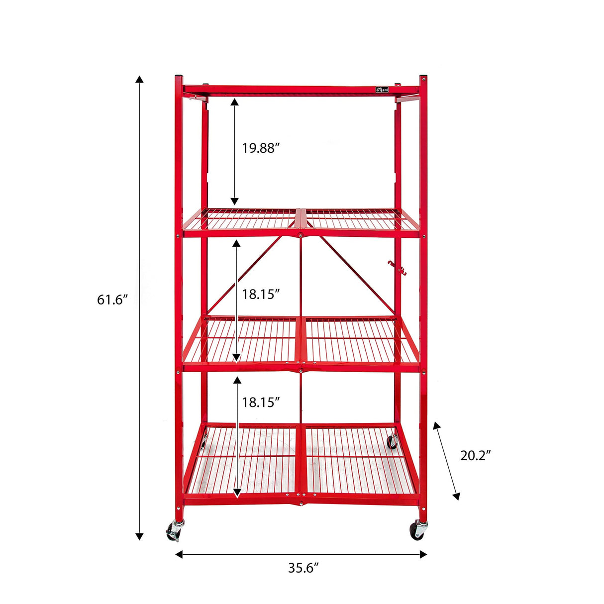 Origami R5 Foldable 4-Tier Garage Shelving Heavy Duty Shelving with Wheels, Metal Storage Rack Holds 1000 pounds, Garage Storage Rack & Organization, Storage Shelving (Red, R5 2-Pack) Origami