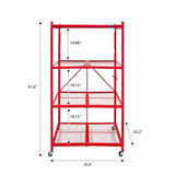 Origami R5 Foldable 4-Tier Garage Shelving Heavy Duty Shelving with Wheels, Metal Storage Rack Holds 1000 pounds, Garage Storage Rack & Organization, Storage Shelving (Red, R5 2-Pack) Origami