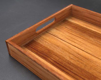 Serving Tray, Teak, Custom Serving Tray, Tray with Handles, Engraved, Tray, Breakfast in Bed, Breakfast Tray, Wood Tray, Coffee Table Tray, - WoodArtSupply