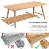Nnewvante Coffee Table Foldable Bamboo Mid Century Desk TV Stand with Open Storage Shelf Center Table for Living Room Furniture RV No Assembly Nnewvante