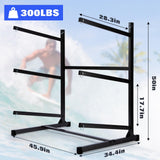 Morohope Freestanding Kayak Storage Rack Kayak Tackle Storage Heavy Duty Weatherproof Outdoor Storage Rack Storage Hooks for Kayaks, SUP, Canoe Paddleboard, 3 Levels, Black, SL35003BK Morohope