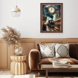 Lxmsja Train Station Diamond Art Kits for Adults, Clock DIY Full Drill Diamond Painting Kits for Beginners, 5D Gem Art Crafts for Adults, Home Wall Decor 12x16 inch Lxmsja