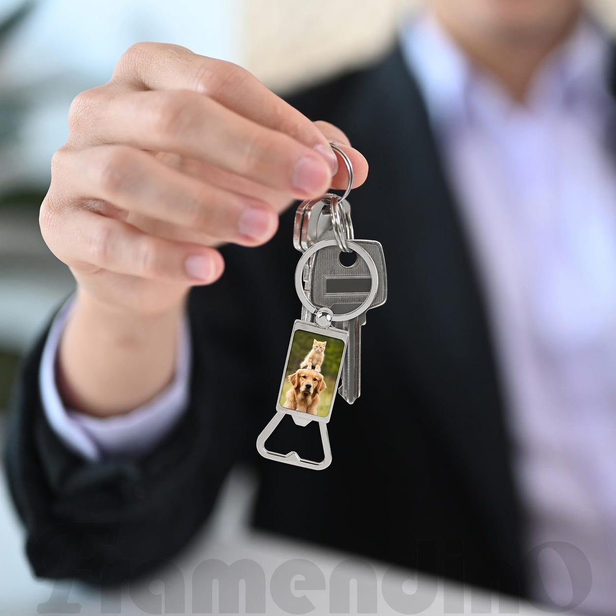 Framendino, 30 Pack Sublimation Metal Bottle Opener Transfer Blank Key Rings for DIY Photos 3 Styles Framendino