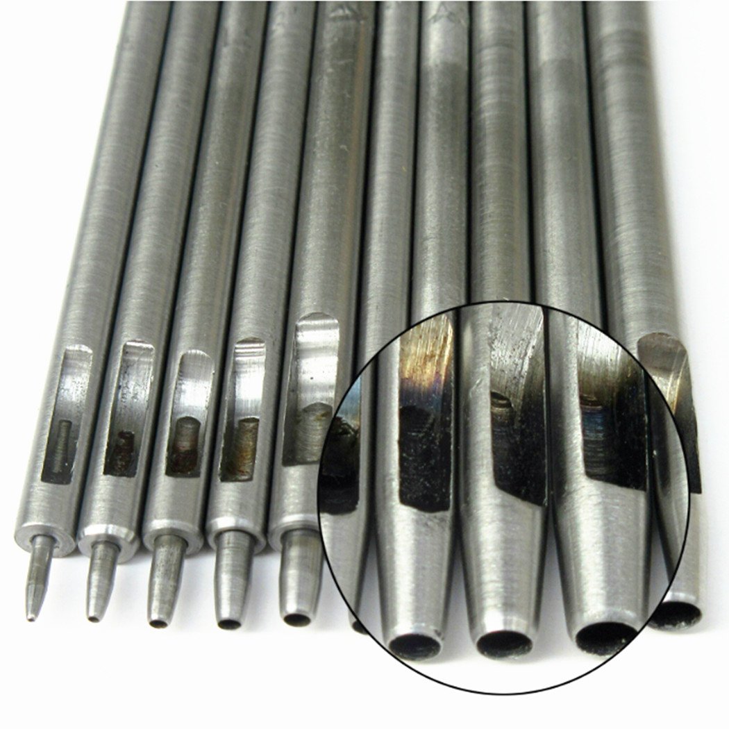 Steel Leather Punch Tool Kit, 10 Sizes (0.5-5.0mm) for Belt, Wallet, Bag, Crafting | Heavy-Duty Hole Puncher Set with Case, Professional Leatherworking Tools for DIY & Repair YankMooM