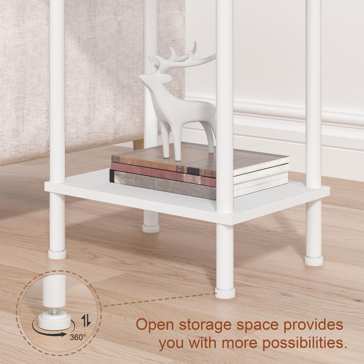 YUFAM End Table with Charging Station,Small Side Table,2-Tier Nightstand with Storage Shelf,Sofa Bedside Table for Small Spaces in Living Room,Bedroom,Office,Easy Assembly,White YUFAM