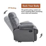 Ketaiyou Rocker Recliner Chair, Overstuffed Large Manual Rocking Recliner for Adults, Upholstered Comfy Soft Fabric Living Room Reclining Sofa Chair(Gray) Ketaiyou