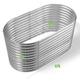 Land Guard 6x3x3ft Oval Galvanized Raised Garden Beds, Large-Capacity Metal Planter Box Outdoor, Durable Deep Raised Garden Bed 3ft Tall, Raised Beds for Gardening Vegetables, Classic Silver Land Guard