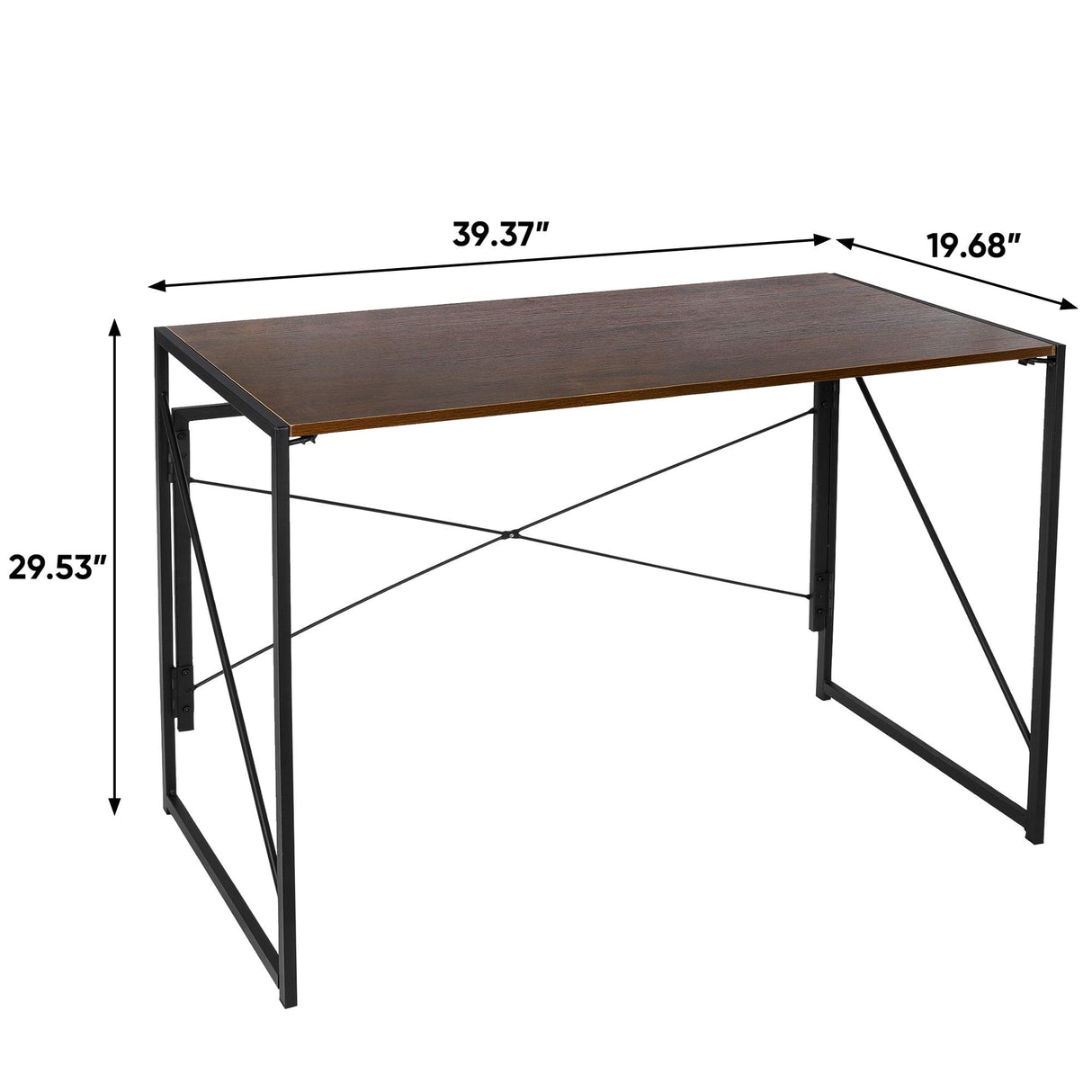 SUPER DEAL 40 inch Folding Computer Writing Desk Wood and Metal Study Desk, PC Laptop Home Office Study Table, Espresso SUPER DEAL