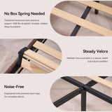 BedsPick Sleigh Queen Bed Frame with Wingback Headboard, Chenille Upholstered Bed Frame Queen Size with Button Tufted Scroll Footboard, Wood Slats Support/No Noise/Easy Assembly/No Box Spring Needed BedsPick