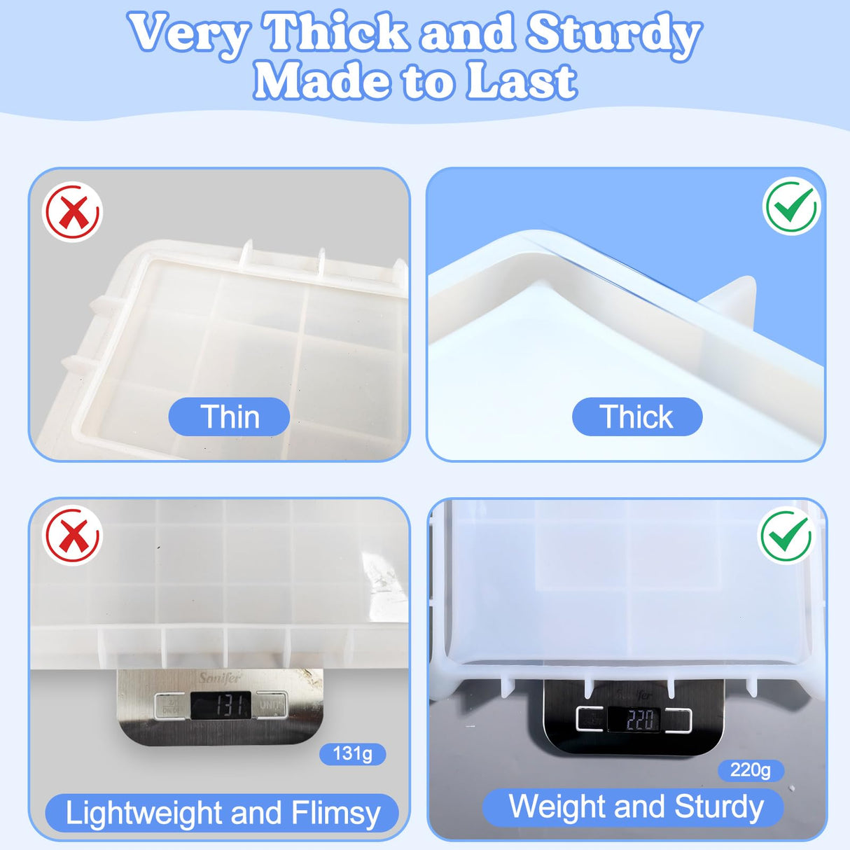 LET'S RESIN Tray Molds, Small Rectangle Silicone Molds for Resin, Epoxy Resin Molds for Serving Tray, Resin Art, DIY Jewelry/Cups/Makeup/Candy Storage Tray, Home Decor Crafts LET'S RESIN