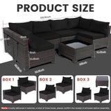 LEVELEVE 7 Pieces Outdoor Patio Furniture Sets,Rattan Conversation Sectional Set,Manual Weaving Wicker Patio Sofa with Tea Table LEVELEVE