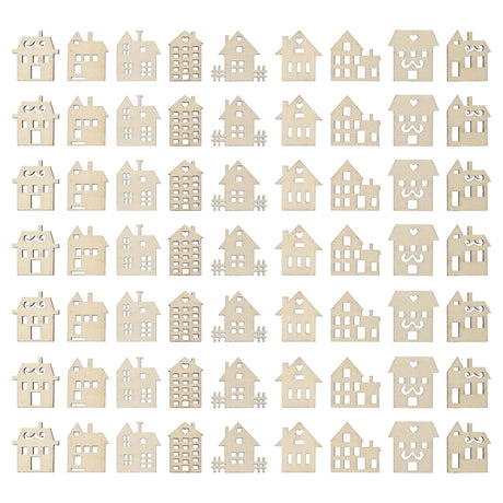 Toyvian 100pcs Wood Craft Shapes House Shaped Unfinished Wood Embellishment Cutout Veneers for DIY Craft Project Home Ornaments Toyvian